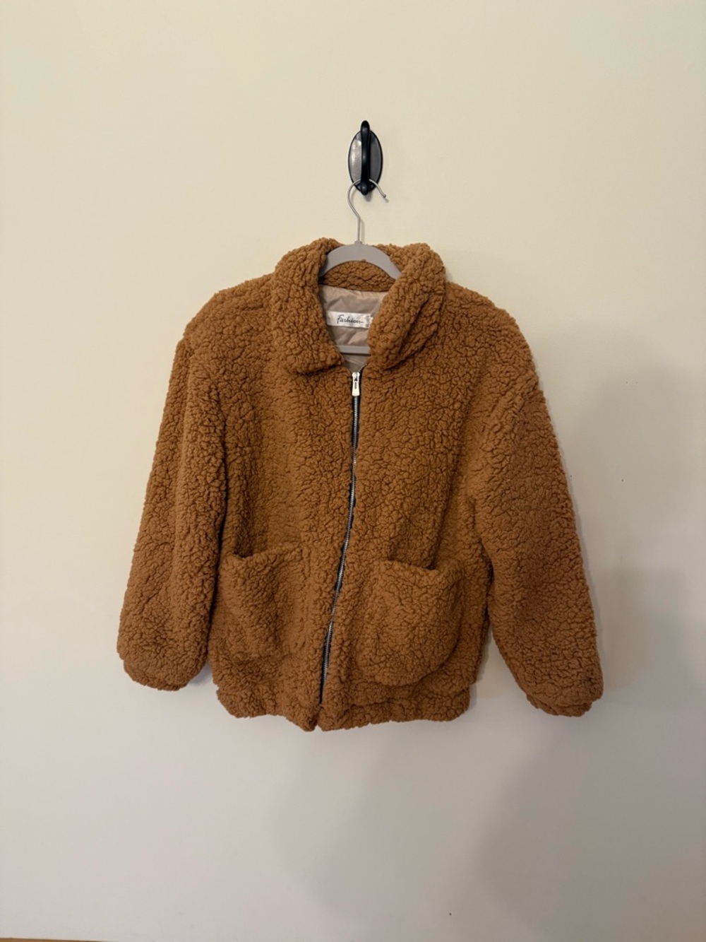 Cozy Teddy Sherpa Zip Jacket - Camel Brown